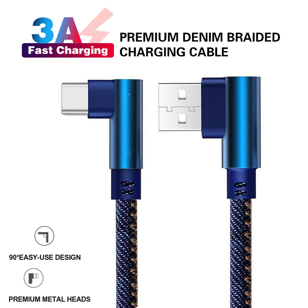 Usb type C 90 градусов 3A Быстрая зарядка кабель c шнур для передачи данных зарядное