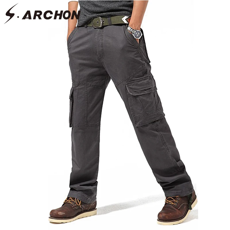 Мужские брюки карго S.ARCHON дышащие тактические штаны из 100% хлопка ветрозащитные с