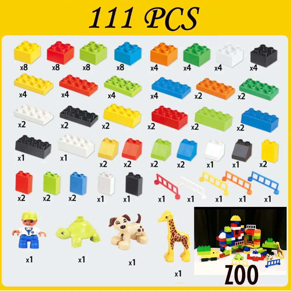 111 шт./компл. Детский конструктор Зоопарк 102 блоков|compatible lego|block toystoys for |