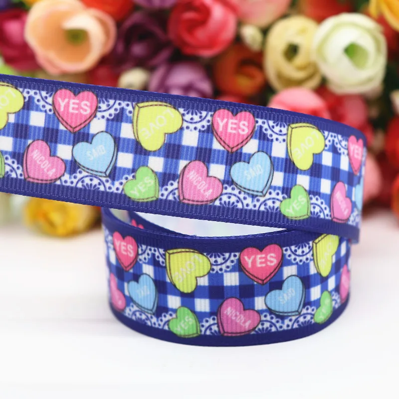 10 ярдов Grosgrain лента любовь в форме сердца печатная лента " 25 мм пробки для бутылок DIY ремесла аксессуары ручной работы M19061001