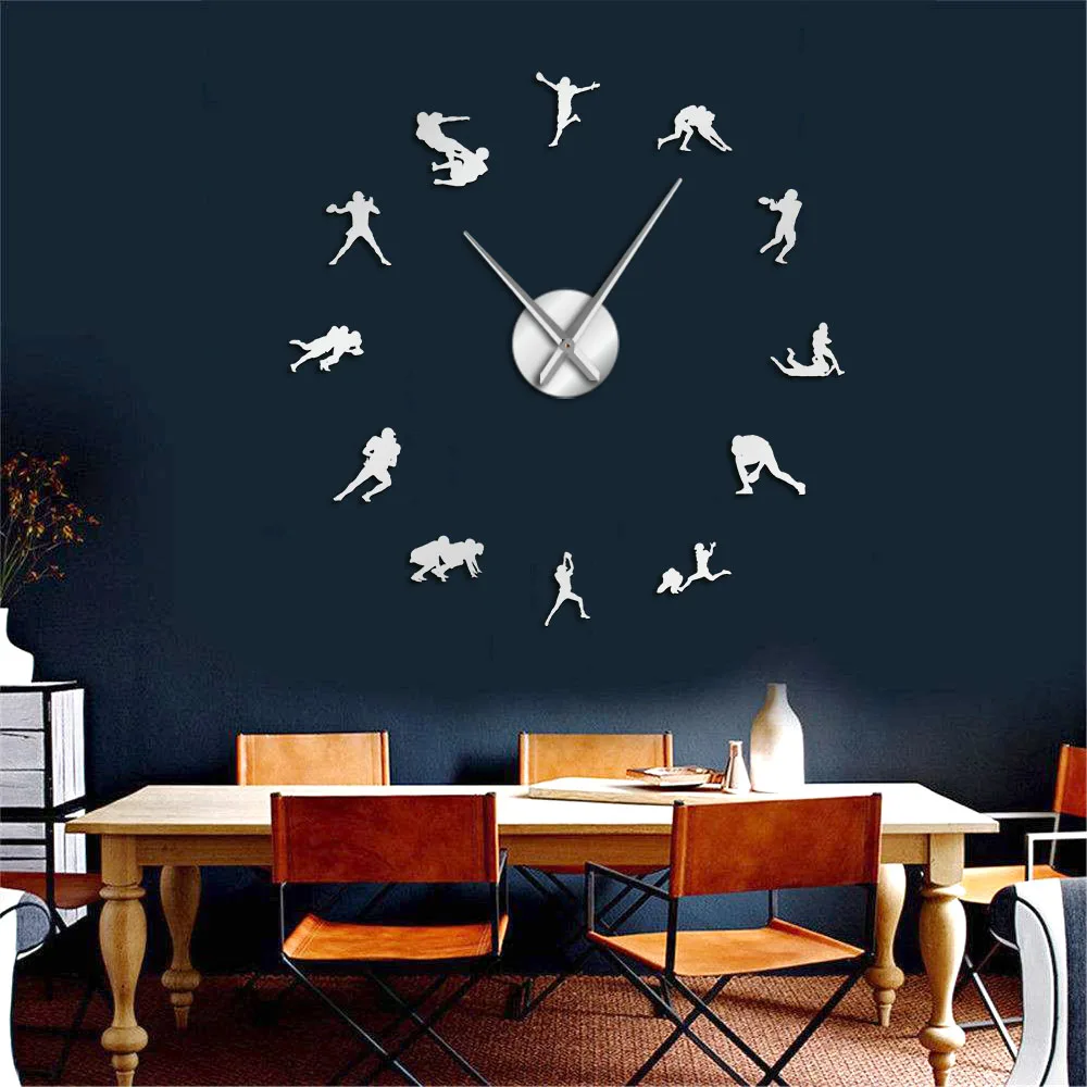 Современные большие настенные часы с американским футболом бесшумные для регби