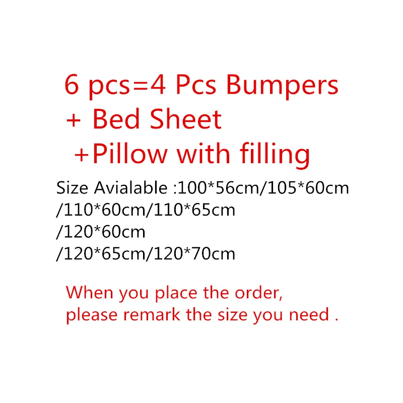 

6 Pcs Crib Bedclothes Luxury Baby Cotton Bedding Set Various Size Cot Linens Include Crown Bumpers Bed Sheet Pillow with Filling