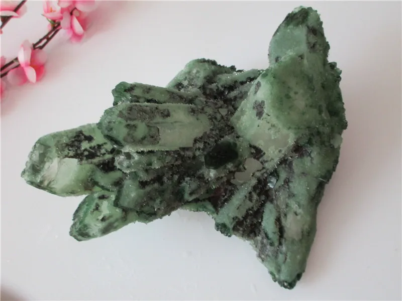 Unique Natural Green Crystal Cluster Skeletal Quartz Point Wand Mineral Healing Druse Vug Specimen Stone | Дом и сад