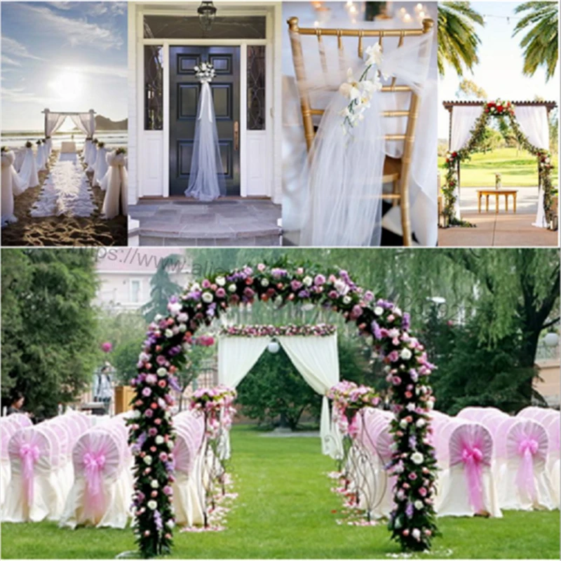 Рулон тюля (22 м/рулон) мягкая органза с украшением из кристаллов 15 см на катушке