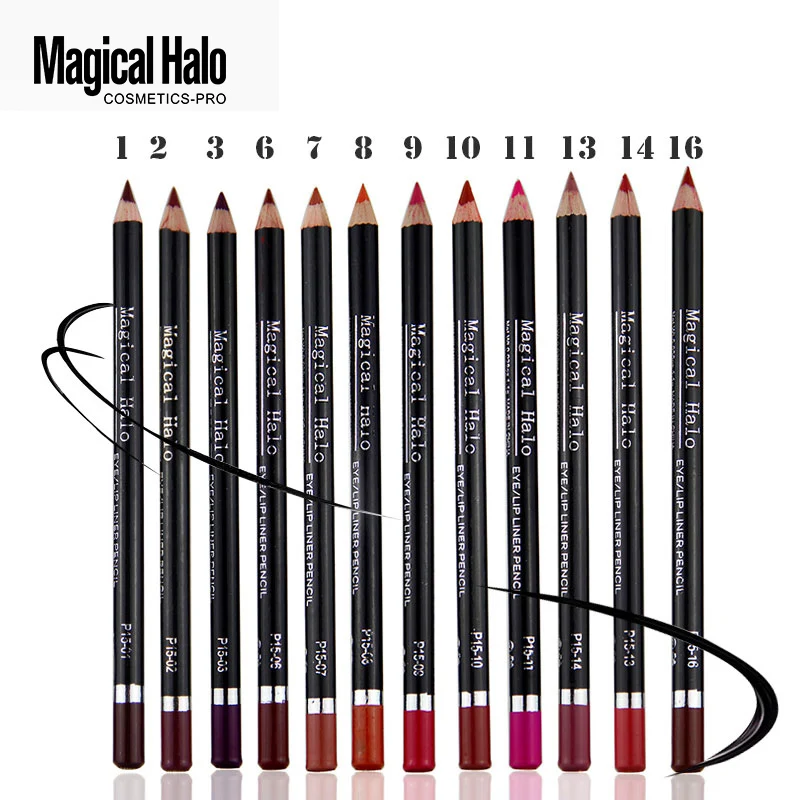 Magical Halo 12pcs/set Pro Waterproof Bright Pencil Lip Liner Makeup Cosmetic For Lips Long Lasting Lipliner Pen | Красота и здоровье