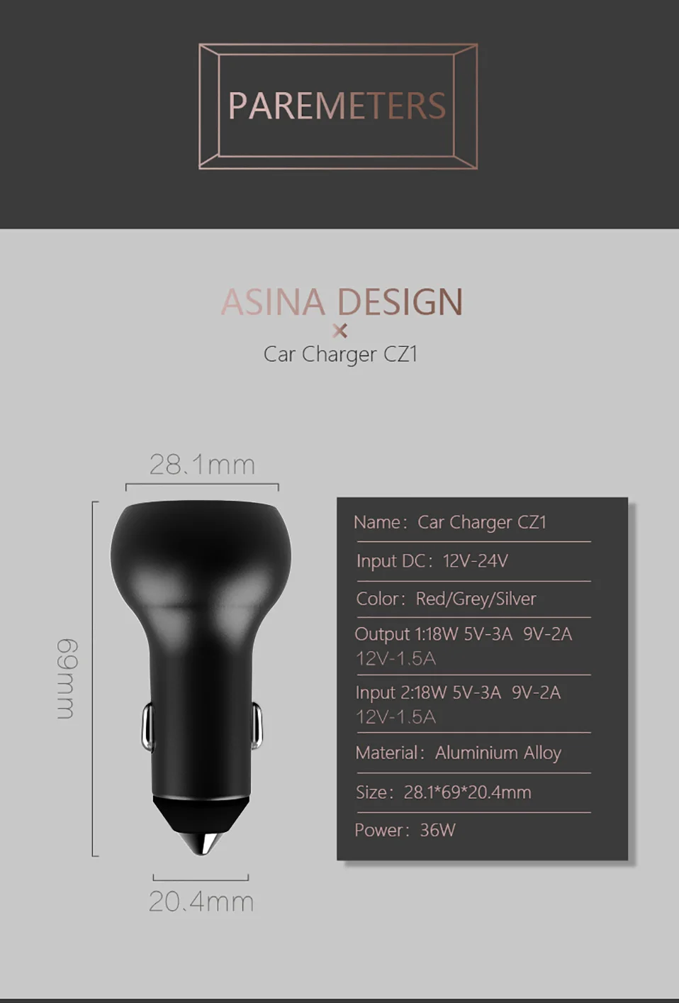 ASINA 36 Вт Dual USB быстрое зарядное устройство QC 3,0 Автомобильное Зарядное устройство для iPhone samsung мобильного телефона 5В 3A Быстрая зарядка для телефона Xiaomi huawei