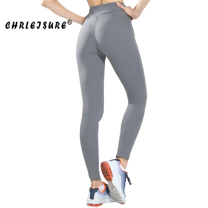 light gray CHRLEISURE сексуальные женские леггинсы с высокой талией однотонные европейские и американские стильные мягкие дышащие брюки хип-Леггинсы для женщин - Цвет: light gray