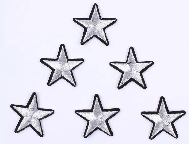 Silver 20 шт./лот DIY Одежда патч вышитая Золотая Звезда наклейка для сумки джинсы свитер украшения оптом эмблема на ткани аппликации - Цвет: Silver