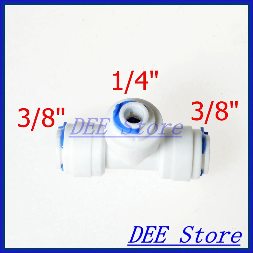 

3/8" - 1/4" splitter tube OD Hose Type T qucik connection RO Water Connector Fittings joint Reverse Osmosis Aquarium System