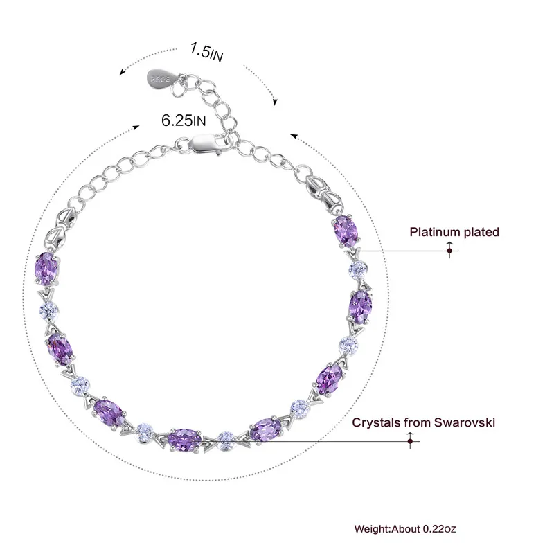 Женский роскошный браслет CDE украшенный кристаллами из серебра 925 пробы