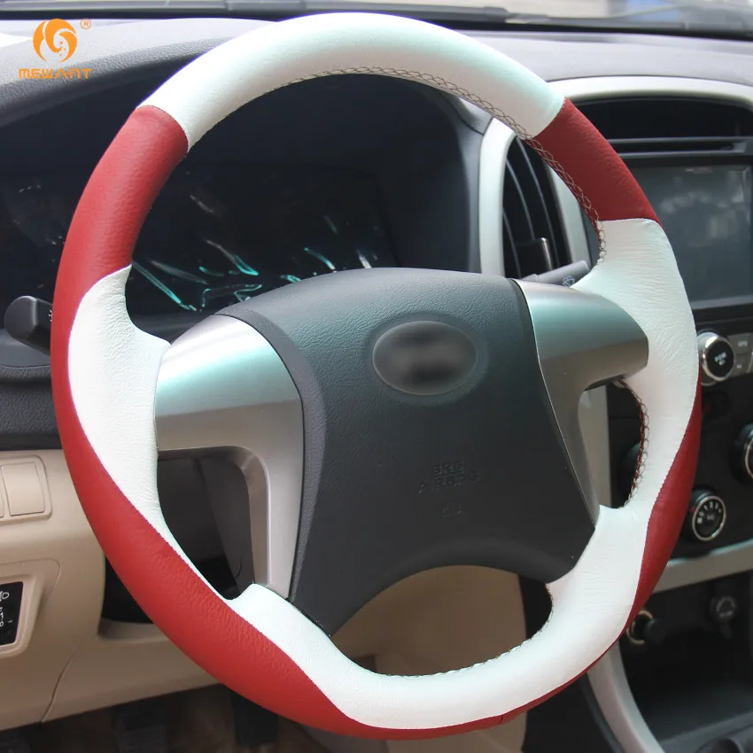 MEWANT белый красный чехол рулевого колеса автомобиля из натуральной кожи для Toyota