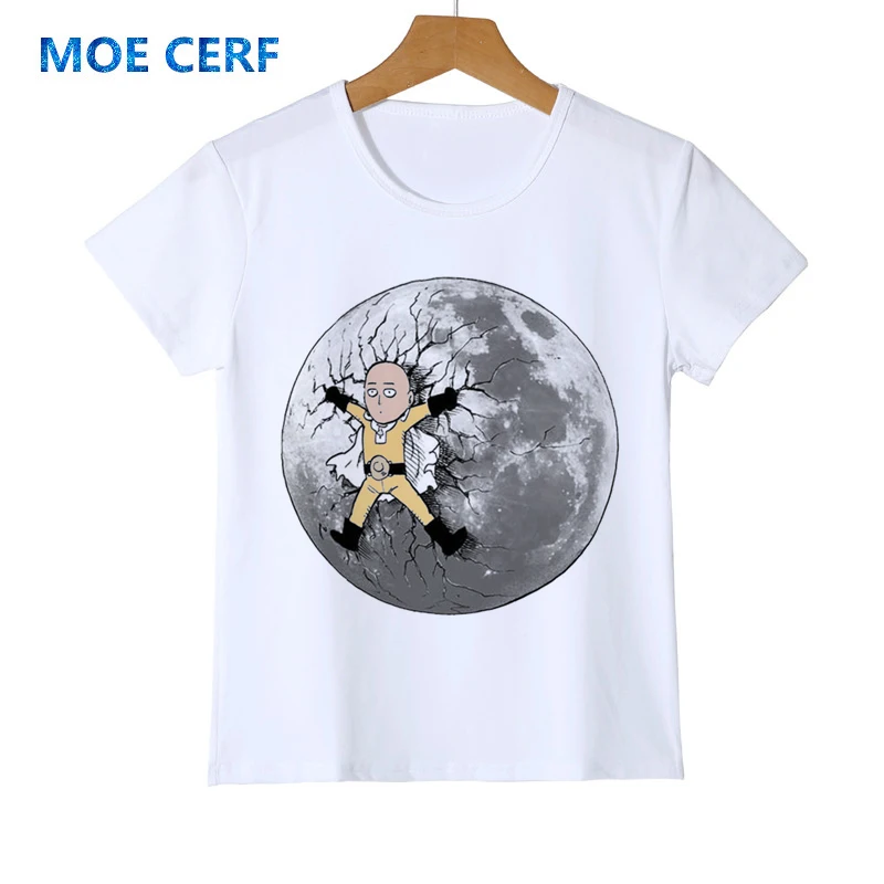 Новинка Детская футболка с надписью One Punch Man Flying to the moon для маленьких мальчиков и
