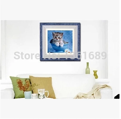 Серия с животными-Милая Вышивка котом вышивка крестиком стразы наклеенная