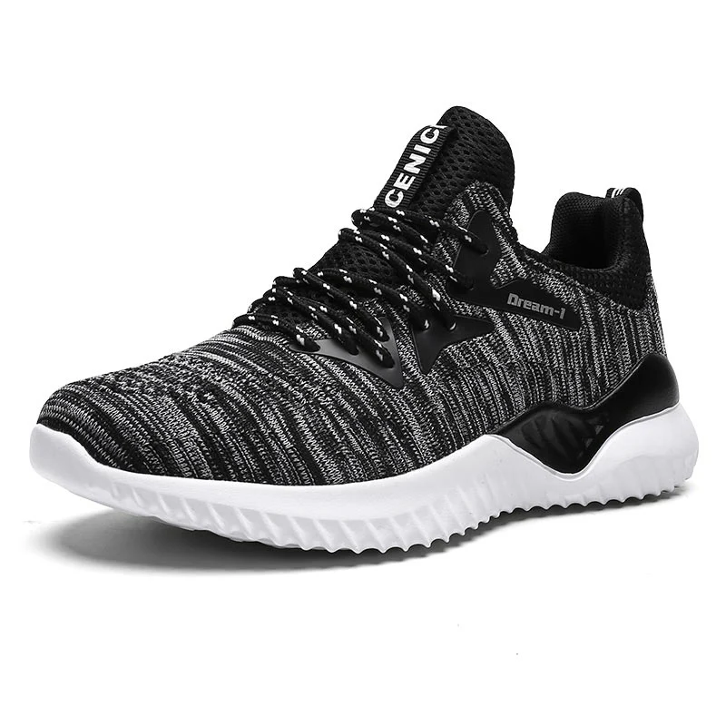 1810 Gray Shoes VESONAL/дышащие кроссовки Flyknit; мужская повседневная обувь для взрослых; сезон лето-осень; Мужская обувь для бега; прогулочная обувь; большие размеры 39-47 - Цвет: 1810 Gray Shoes