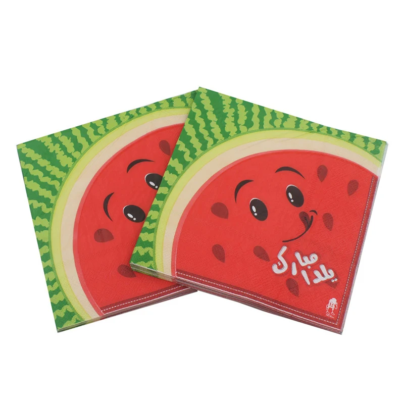 watermelon 20 шт./партия, бумажные салфетки с Красной клубникой, фруктовая бумага, полотенце для девочек, вечерние украшения и принадлежности для девушек - Цвет: watermelon