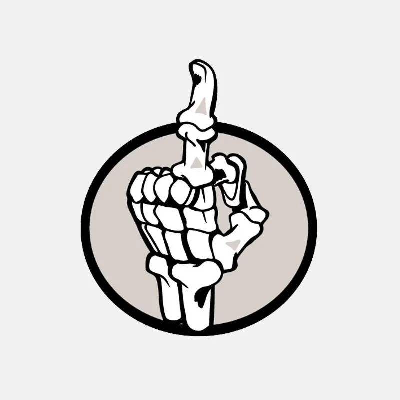 

YJZT 8.6CM*10.2CM Funny Finger Skeleton Motorcycle Helmet Car Sticker PVC Decal 6-2881