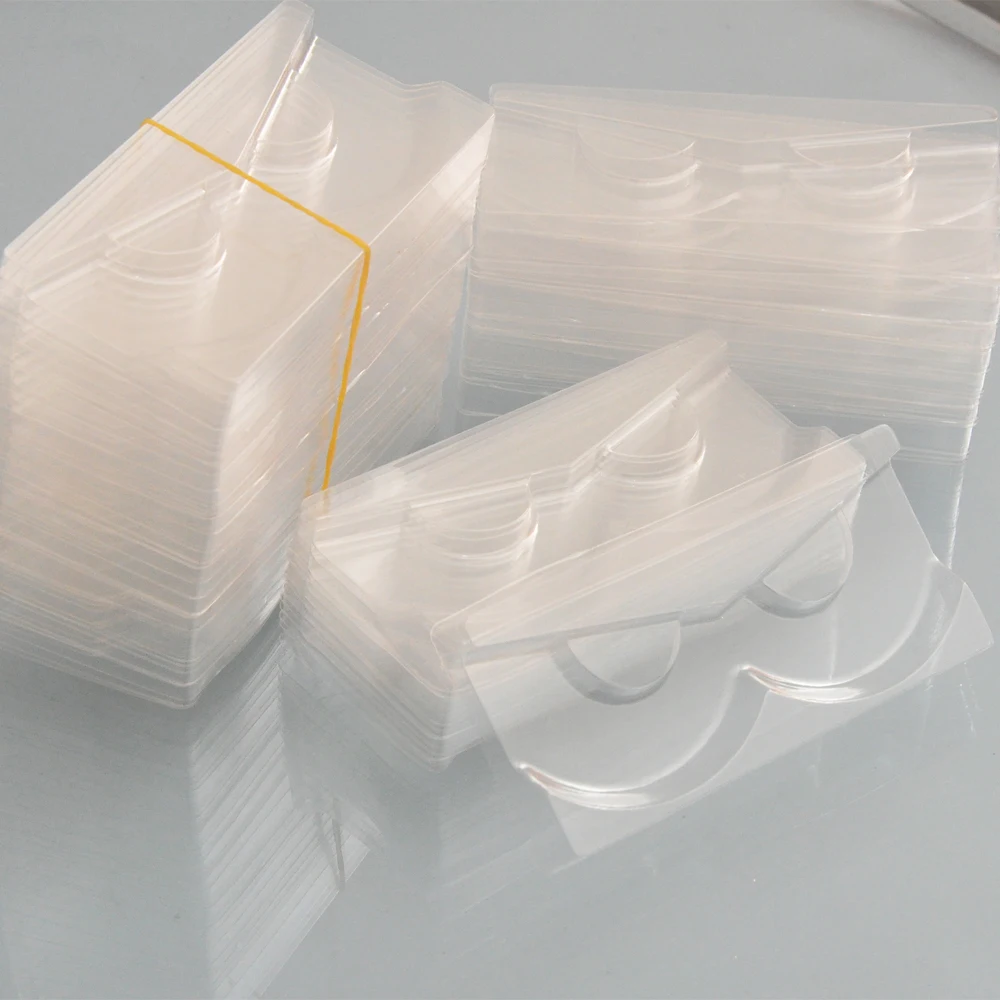 100pcs wholesale clear lashes trays holder for 25mm mink eyelashes plastic acrylic tray eyelash packaging box rectangle case | Красота и