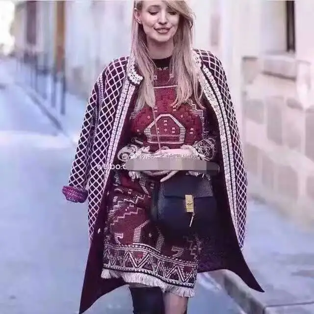 Потрясающее зимнее женское пальто модное вязаное шерстяное элегантное манто femme