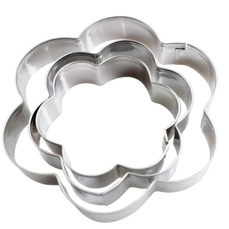 3PCS/SET Baking Mould Flower Shaped Cookie Cutter Stainless Steel Egg Fondant Sugarcraft Biscuit DIY Mold | Дом и сад