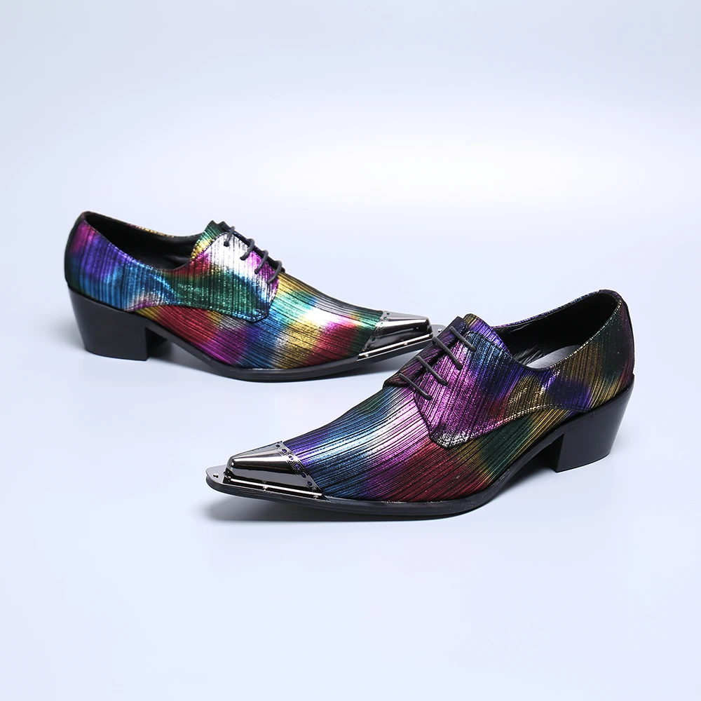 Ослепительные Дизайнерские мужские модные туфли смешанных цветов с принтом