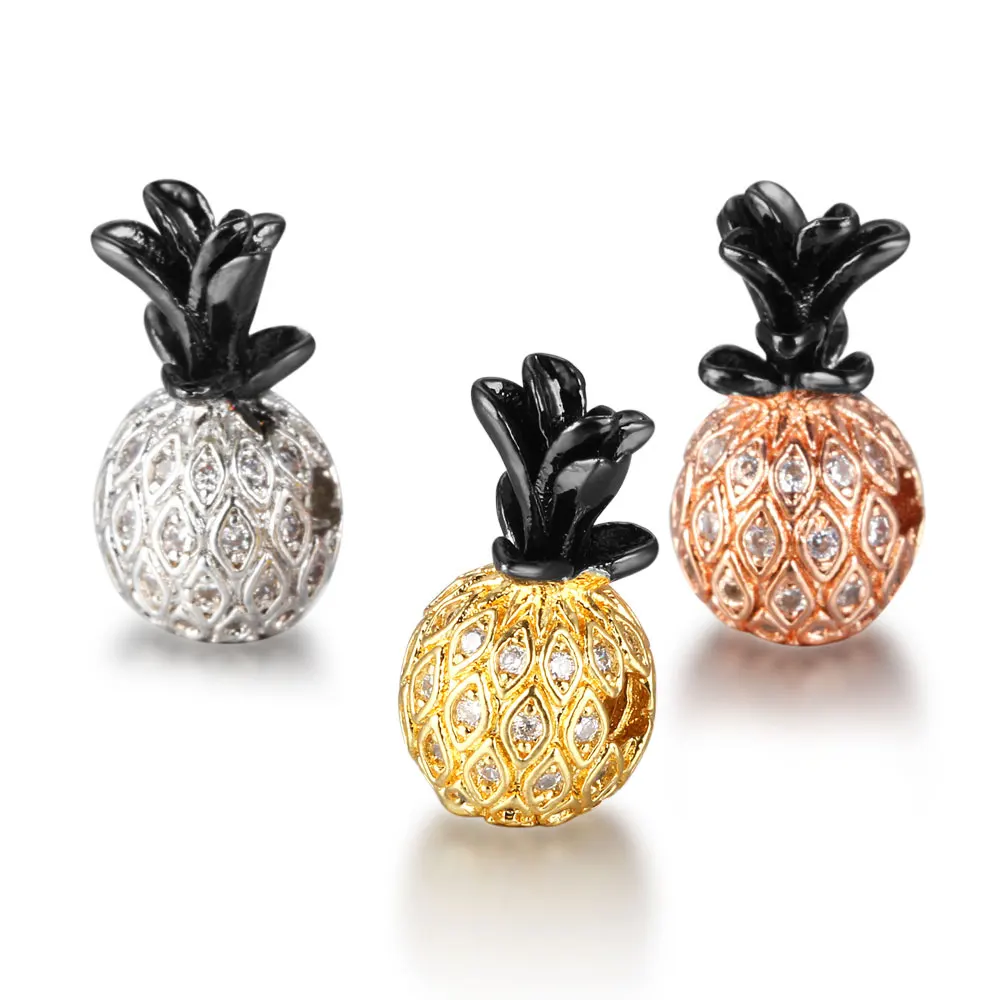 

Metal Pineapple Beads Micro Inlay Zircon Plated Copper Beads For DIY Beaded Bracelet Jewelry Making Accessories