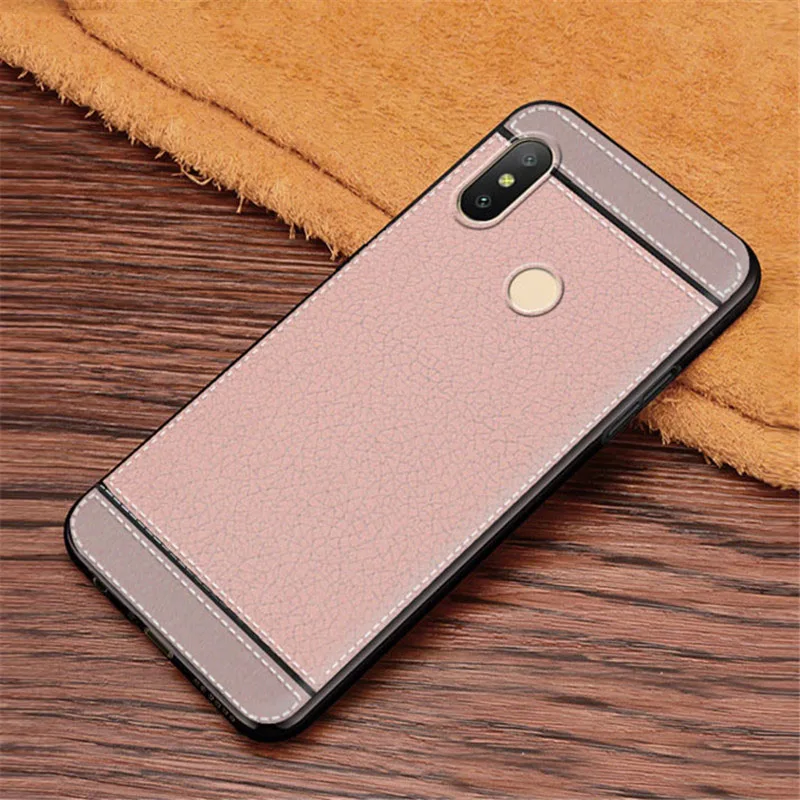 

Litchi silicone case for xiaomi redmi note 6 pro funda carcasa capas hoesje lychee leather soft tpu cover coque etui kryt tok