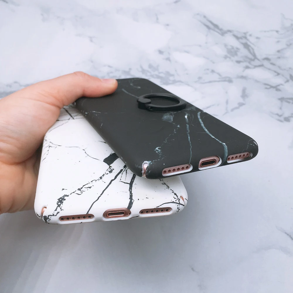 Хит мраморный черный чехол для телефона с ручной подставкой iPhone 6s 6 8plus 7 plus