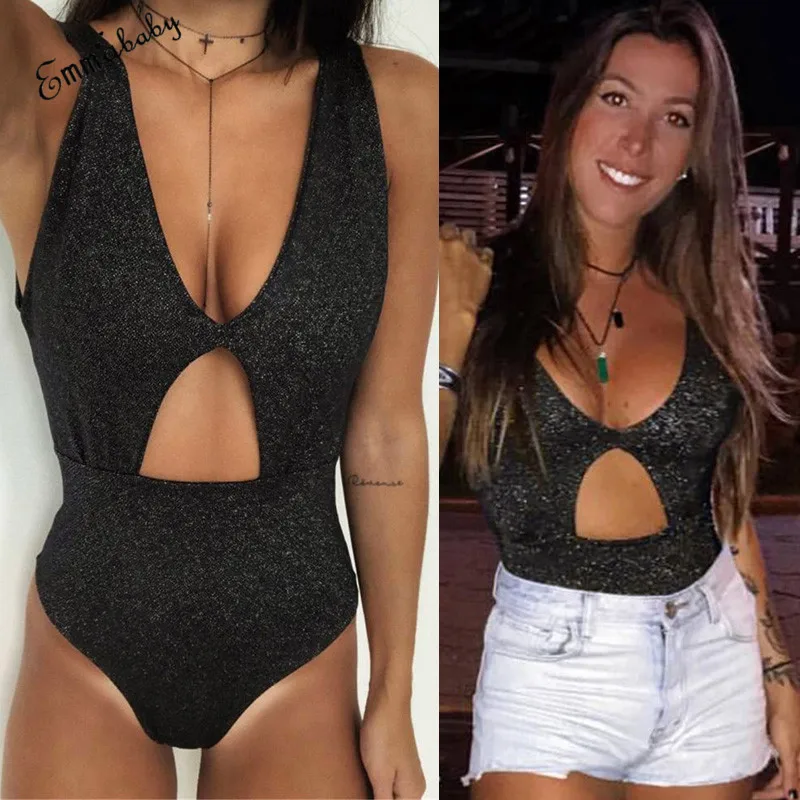 Сексуальное боди для женщин летний обтягивающий комбинезон без рукавов Открытое