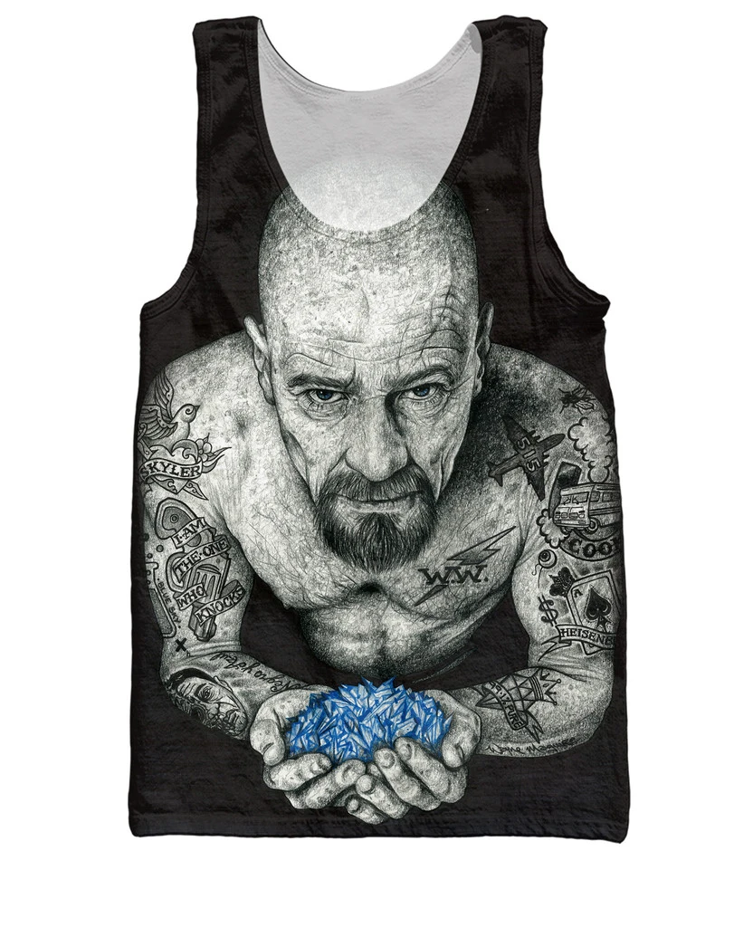 Inked Heisenberg топ на бретелях Breaking Bad Tattooed Badass Walter белый Холдинг горстка синего