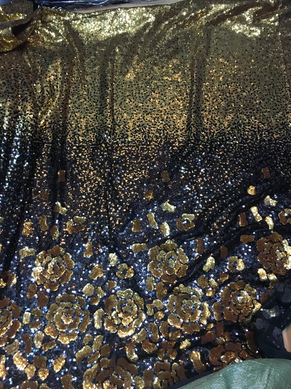 Золотисто-Черное кружево с блестками французский дизайн блестки ткань высшего