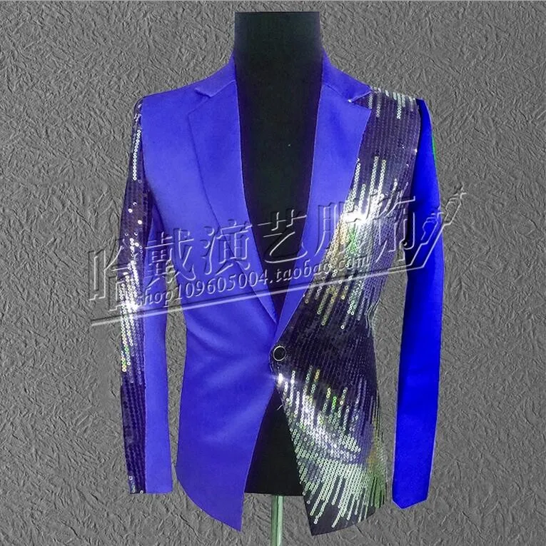 Мужская певица красные черные синие фиолетовые пайетки костюм куртка Camisa Masculina