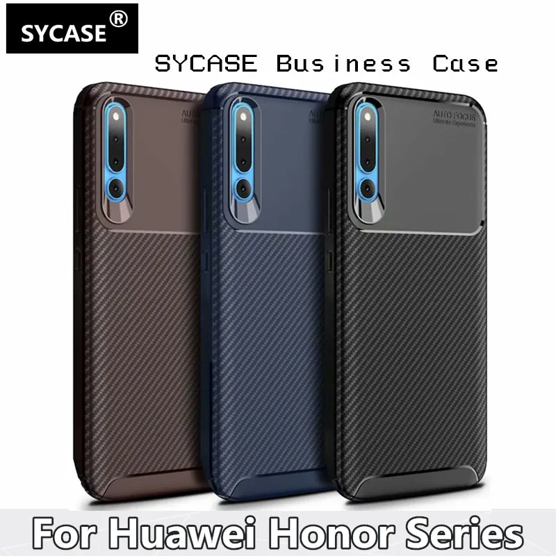 SYCASE Carbon fiber Business phone case For Huawei honor 8X MAX 9 Note 10 Lite Play 7X 8C magic2 Case Frosted feeling back cover |