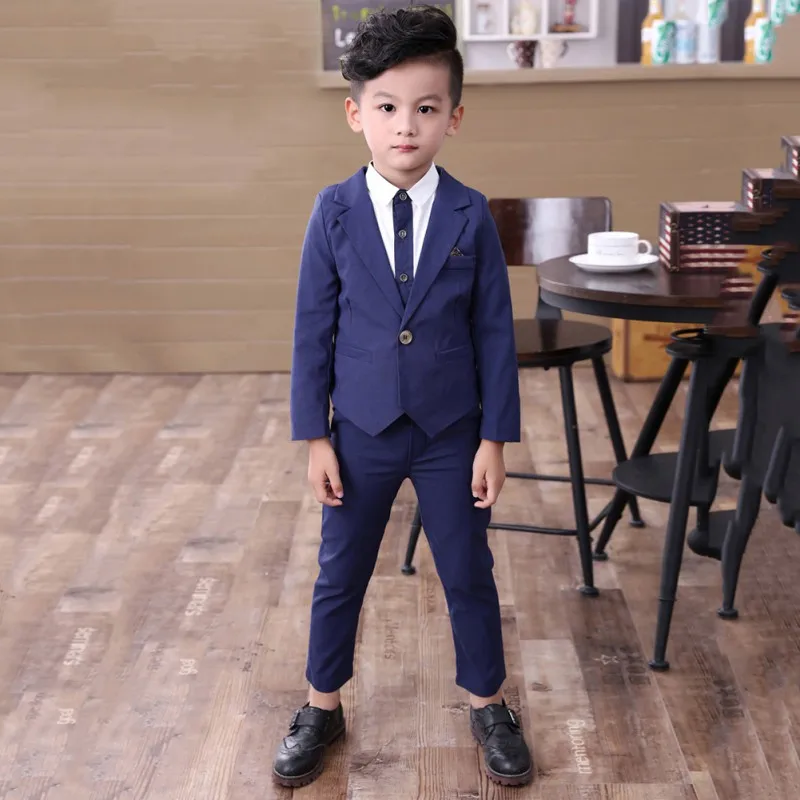 Весенне осенний Новый костюм для мальчиков в британском стиле детский