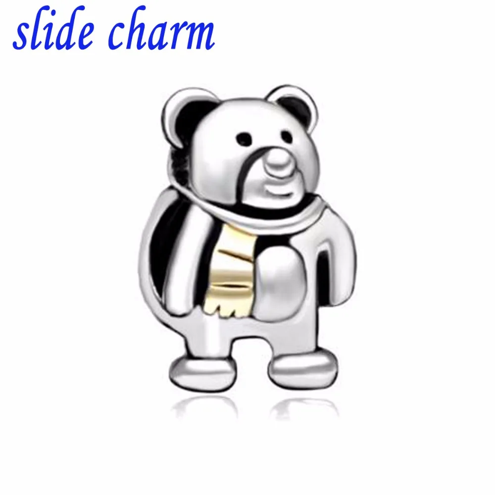 Бесплатная доставка браслет с шарфом в виде медведя соответствует шармам Pandora |