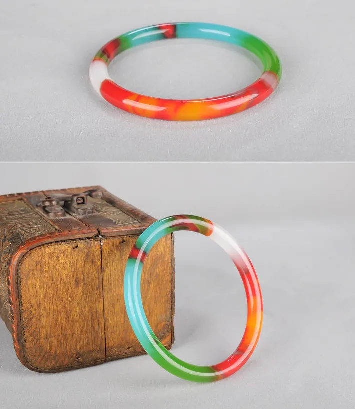 fine jewelry 58-60mm Xinjiang quartzite jade colorful round bracelet | Украшения и аксессуары