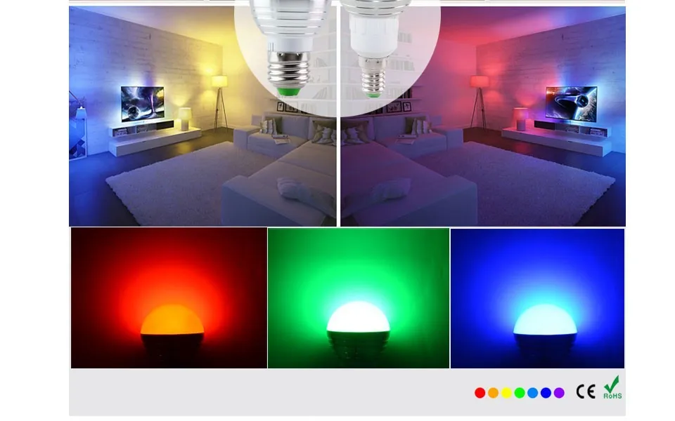 1 шт. AC85V-265V E27 E14 диммер светодиодная лампочка LED RGB лампы свечи 5 Вт RGB магическое освещение для праздника+ IR пульт дистанционного управления 16 цветов