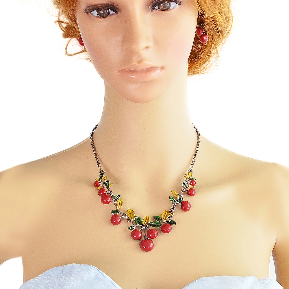 Ювелирные наборы модные Интимные аксессуары зеленый желтый Эмаль листьев