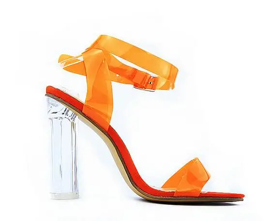 Яркие цвета прозрачные женские сандалии с ремешками обувь для вечеринок на