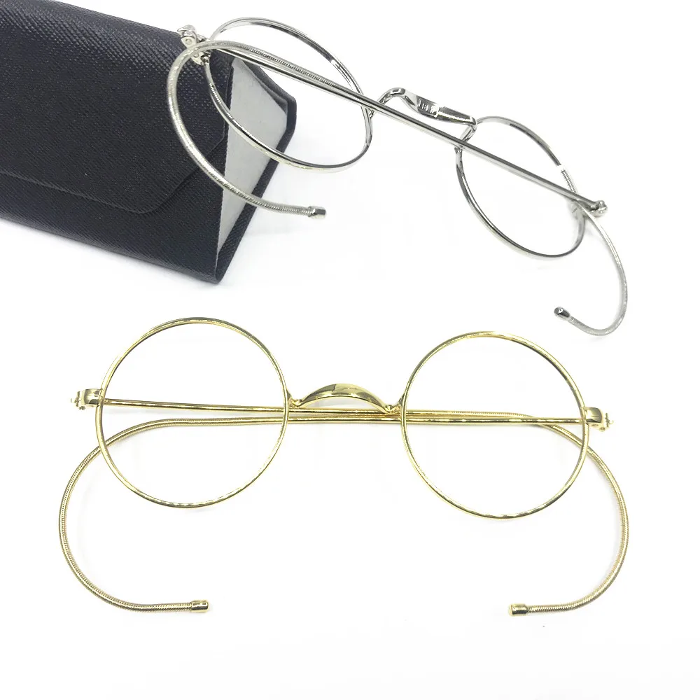 Vintage Antique Round Wire Rim Eyeglass Frames Full Rim Ear Hooks Myopia Rx able Glasses Brand New Good Quality