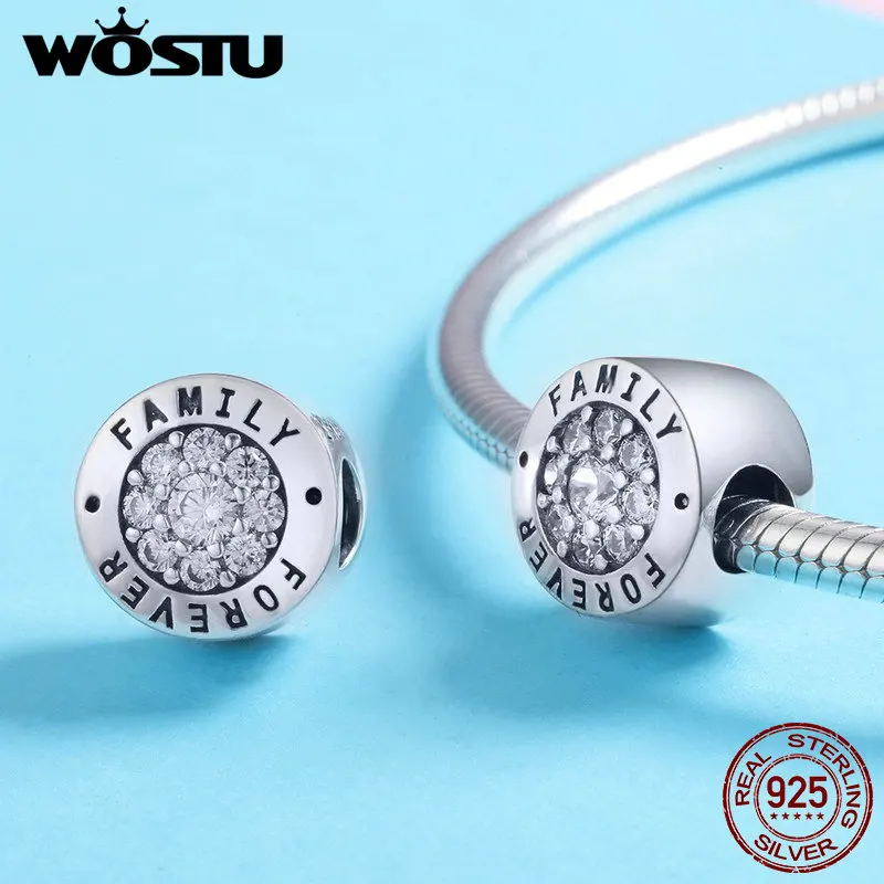 WOSTU, лидер продаж, чистое 925 пробы, серебро, семья, навсегда, шарм, подходит, браслет из бусин, сделай сам, ювелирные аксессуары, подарок CQC814