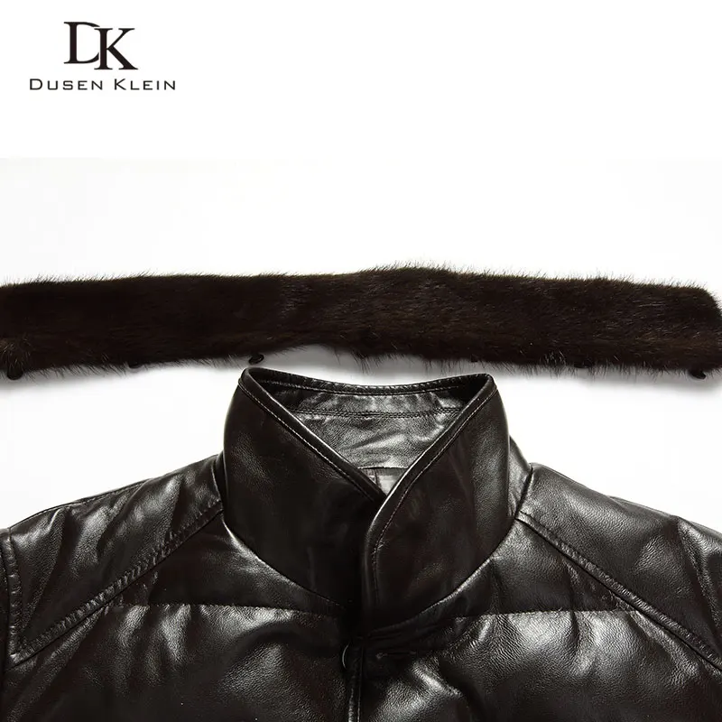 Dusen Кляйн мужской кожаный пуховик Роскошная натуральная кожа высокое качество
