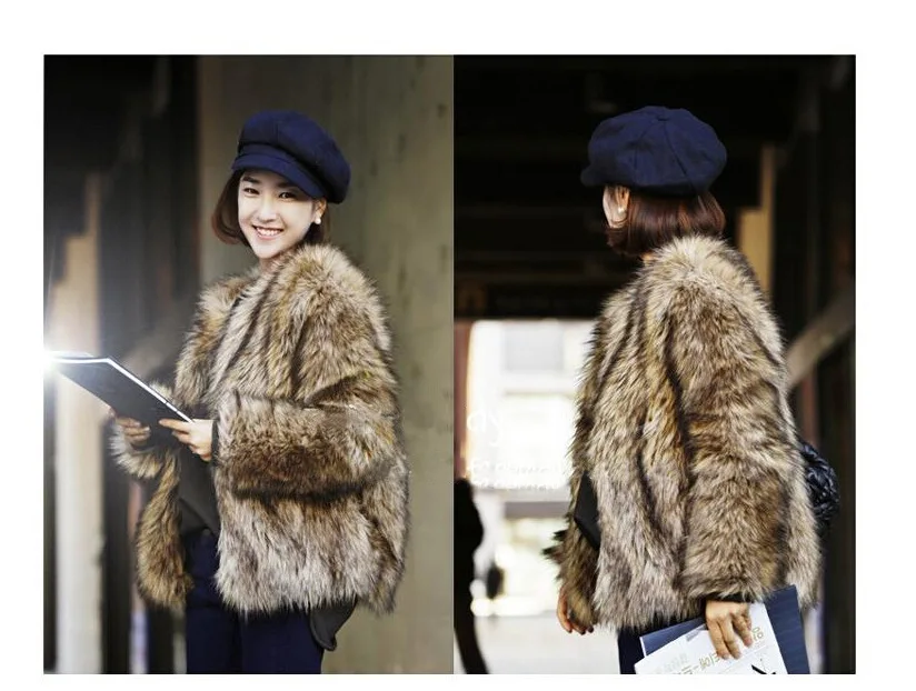 Brown fashion autumn faux mink leather jacket womens winter thicken warm fur leather coat woman slim jackets jaqueta de couro