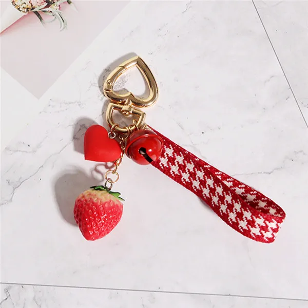 strawberry heart 1 шт., клубника, красное сердце, брелок для ключей для женщин, девушек, ювелирное изделие, имитация фруктов, милый автомобильный брелок, брелок для ключей, лучший друг K23 - Цвет: strawberry heart