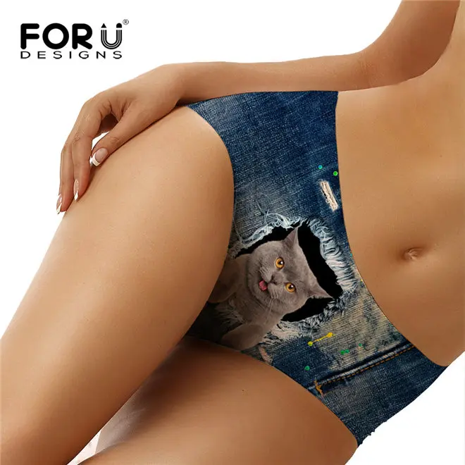 FORUDESIGNS/Новое модное женское нижнее белье с забавным 3D принтом собаки кошки, сексуальное женское нижнее белье, женские бесшовные трусики, женские трусики - Цвет: AM6