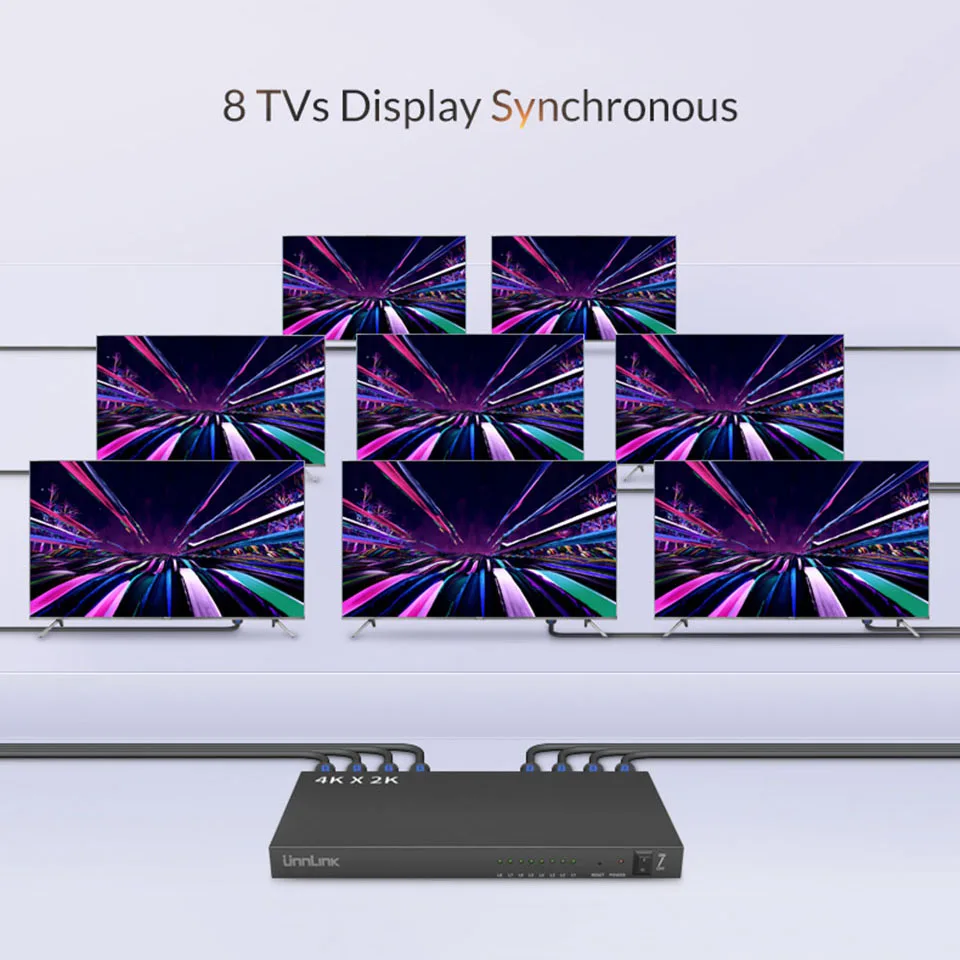 Unnlink HD MI совместимый сплиттер 1X8 UHD 4K 30 Гц FHD 1080P 60 1 вход 8 Выход светодиодный TV mi box