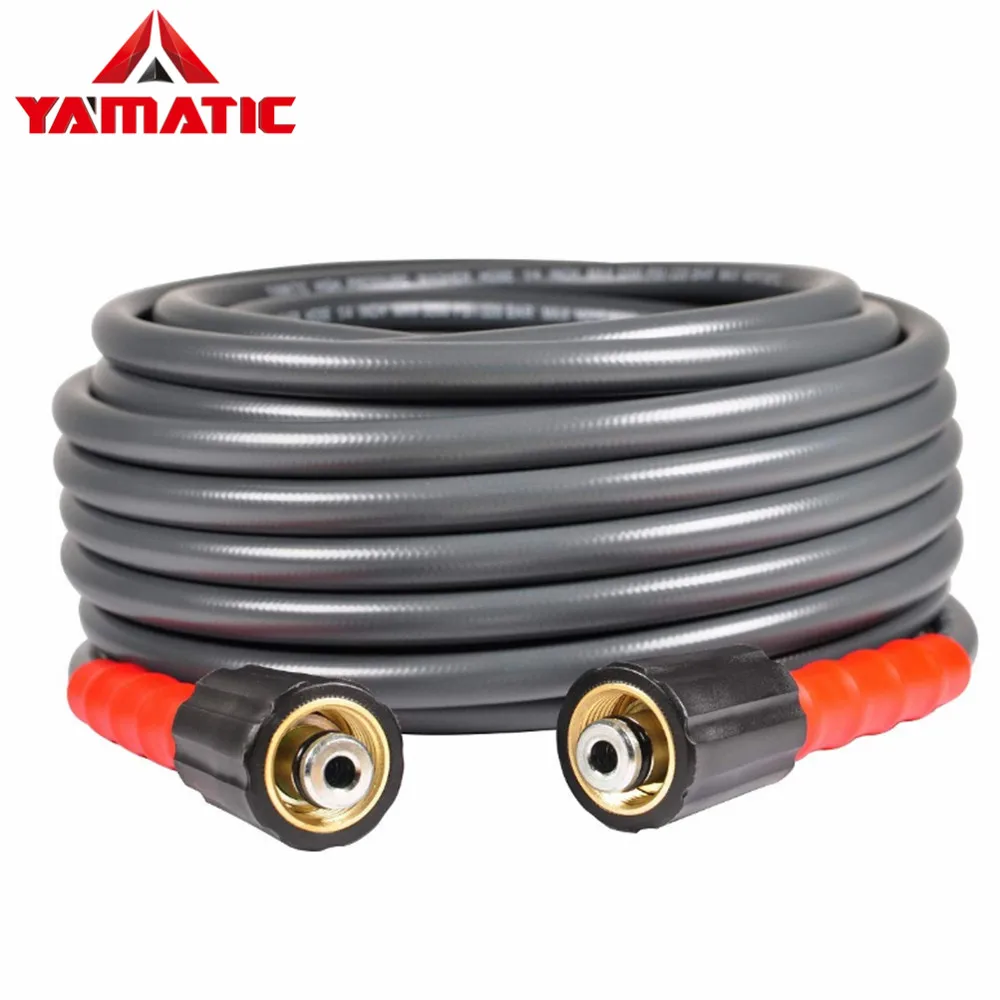 Шланг для мойки высокого давления YAMATIC 3200 PSI 25 футов 1/4 дюйма без катка с(2) M22-14mm для мойки автомобиля Удлинительный шланг для очистки воды