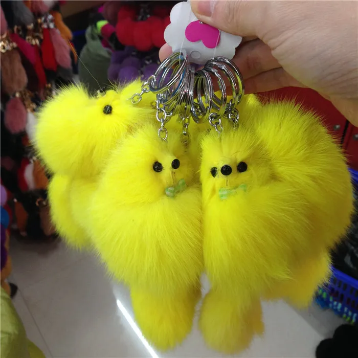 Yellow Fox Новая модная цепочка для ключей из меха лисы с помпонами, женская сумка, брелок для ключей в машину, женский брелок в форме маленькой лисы, ювелирное изделие для мужчин, брелок - Цвет: Yellow Fox
