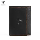 Мужской кошелек Mingclan из натуральной кожи, тонкий бумажник тройного сложения с кармашком для удостоверения личности и кредитных карт, для путешествий
