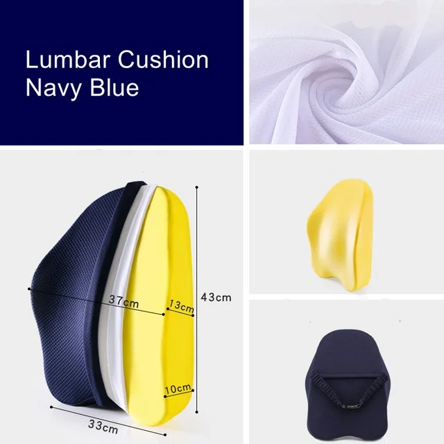 Navy Blue Подушка для спины с эффектом памяти, поясничная поддержка, для компьютера/офисного стула, автомобильное кресло, кресло с откидывающейся спинкой, боль в пояснице, радикулит, Твердые Подушки - Цвет: Navy Blue