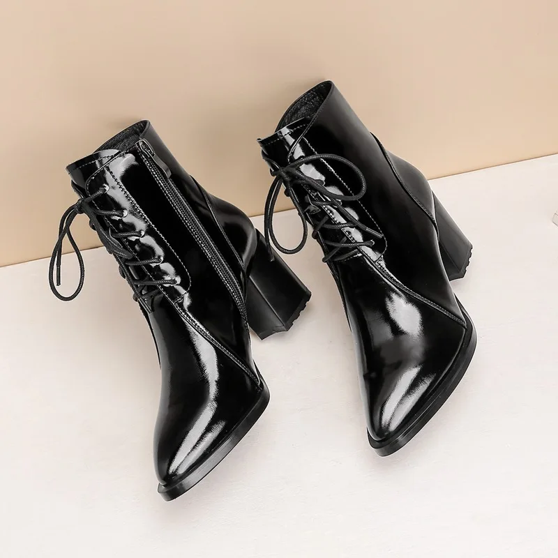 E. POLEM/модная обувь из натуральной кожи на толстой платформе женские ботинки